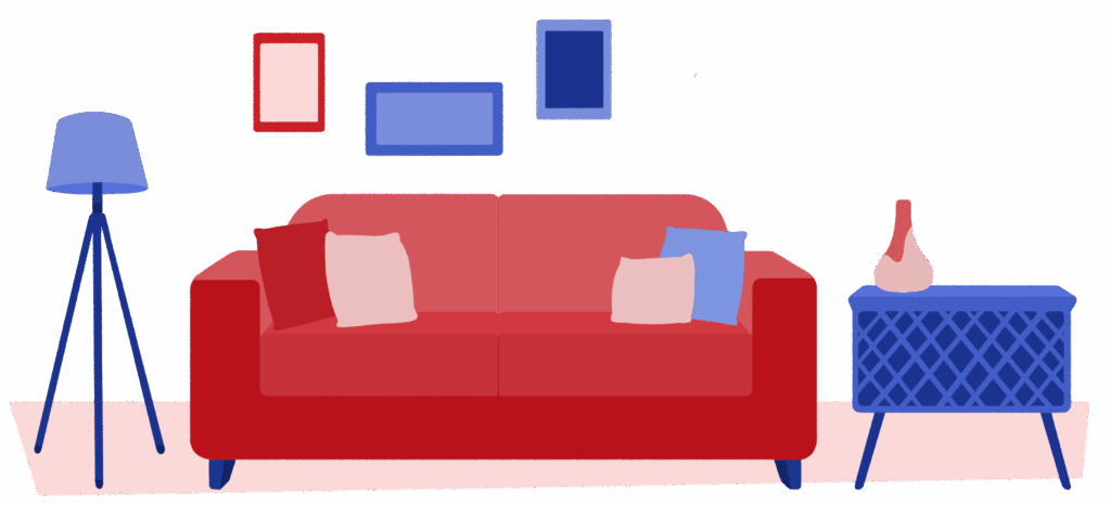 side table and sofa